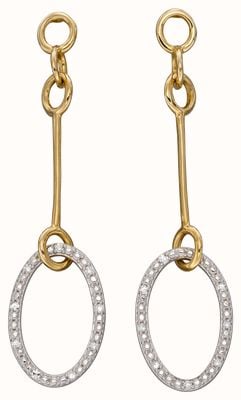 Elements Gold 9ct Yellow Gold Open Loop Diamond Drop Earrings GE2380