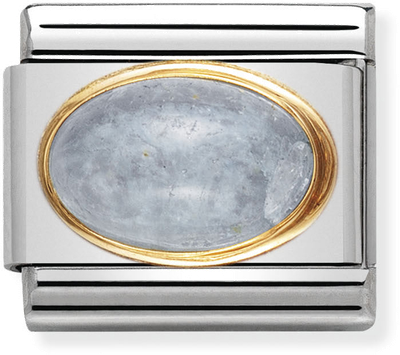 Nomination Classic OVAL STONES In Stainless Steel With 18ct Gold AQUAMARINE Charm 030504/01