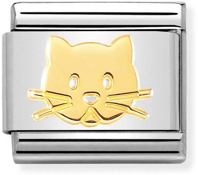 Nomination Classic Cat 18ct Gold & Steel Charm 030162/53