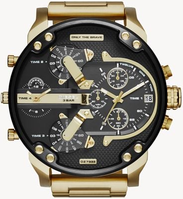 Diesel Men's Mr Daddy 2.0 Gold Toned Black Dial DZ7333