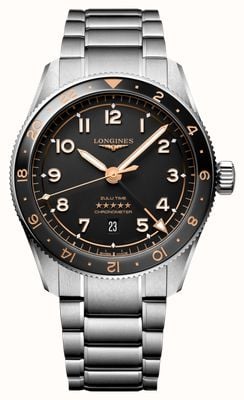 LONGINES Spirit Zulu Time GMT Automatic (42mm) Black Dial / Stainless Steel Bracelet L38124506