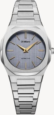 D1 Milano Ultra Thin Indigo Loom (30mm) Light Blue Linen Brushed Dial / Stainless Steel Bracelet UTBL37