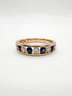 Perfection Diamond 9ct Yellow Gold Diamond And Sapphire Et Ring Channel Set 0.5 J37573