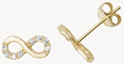 Treasure House 9k Yellow Gold Cubic Zirconia Infinity Stud Earrings ES505