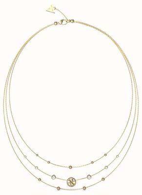 Guess Women's Perfect Illusion Gold Plated 4G Triple Chain Necklace 15-18" UBN03376YG