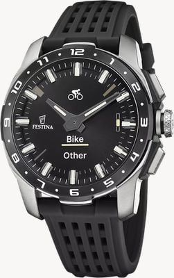 Festina Connected Full D Hybrid Smartwatch (44mm) Digital Display / Black Silicone Strap F23305/8