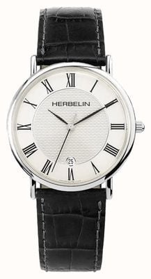 Herbelin Men's Classic Black Leather Strap White Dial 12248AP08
