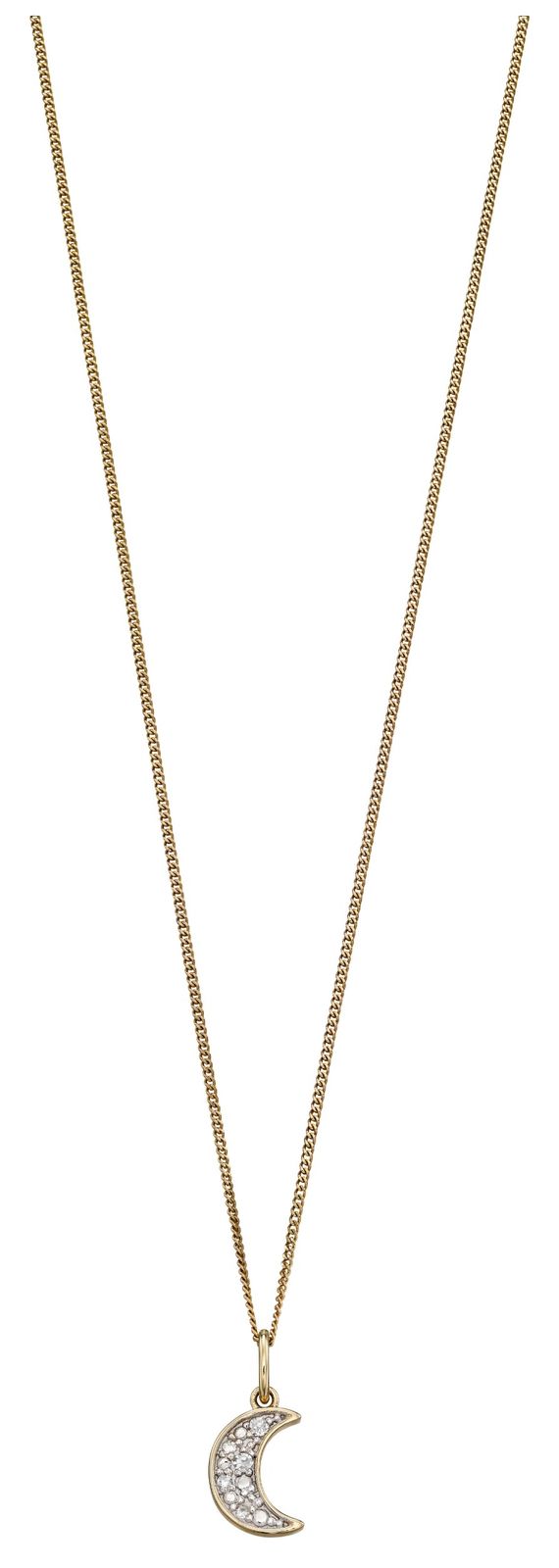 Elements Gold GP2187 9k Yellow Gold Diamond Moon Pendant Jewellery