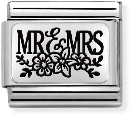 Nomination Classic PLATES Steel And Silver 925 MR & MRS Flower Charm 330111/15