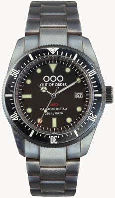 Out Of Order Black Auto 2.0 (44mm) Black Dial / Aged Stainless Steel OOO.001-16.2.NE