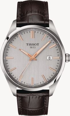 Tissot PR 100 (40mm) Silver Dial / Brown Leather Strap T1504101603100