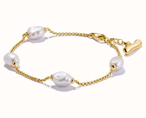 Thomas Sabo Gold-plated Bracelet With Freshwater Pearls Natural Beauty A2189-430-14-L19V