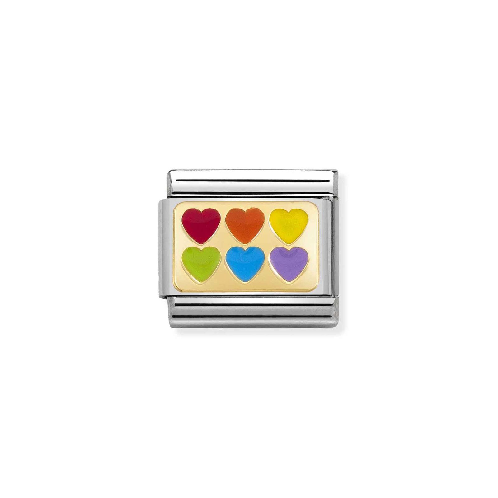 Nomination 030263/22 Classic 6 Rainbow Hearts Charm Steel Jewellery