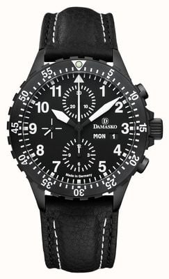 Damasko Men's DC66 5-55 Bezel DEPLOYMENT BUCKLE DC66-BLACK-BW-STITCH-STANDARD-ENGLISH BEZEL