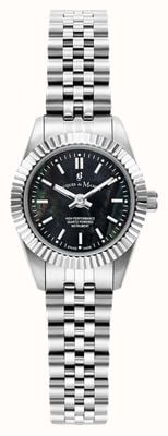 Jacques Du Manoir Mini Inspiration (22mm) Black Mother-of-Pearl Dial / Stainless Steel Bracelet JWL05101