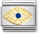 Nomination Classic Eye 18ct Gold & Steel Enamel Charm 030285/65