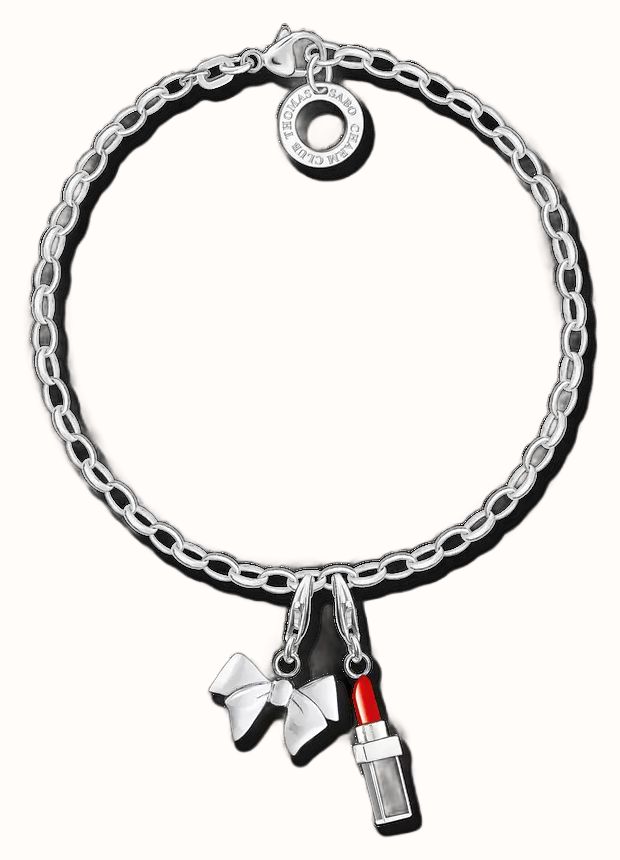 Thomas Sabo Charm bracelet Sterling Silver Bow And Lipstick X0163-001-12-L18.5 - alternate view 2