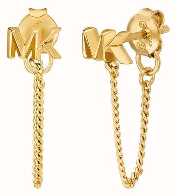 Michael Kors 14K Gold-Plated Sterling Silver Front to Back Chain Stud Ladies Earrings MKC1782710