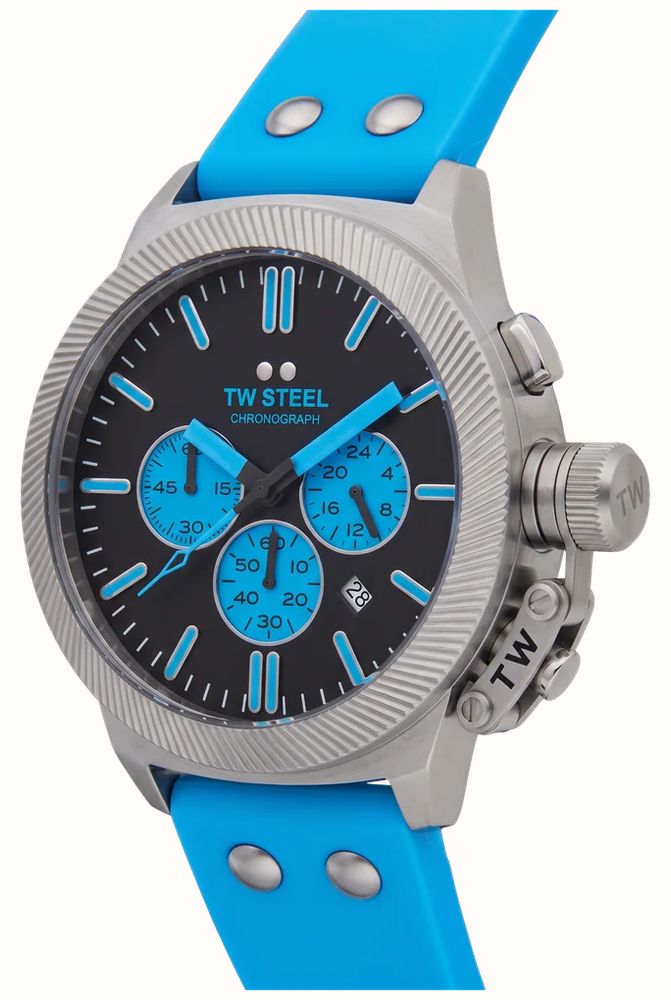 TW Steel Canteen Quartz Chronograph (45mm) Black Dial / Blue Silicone Strap Watch CS131 - alternate view 3