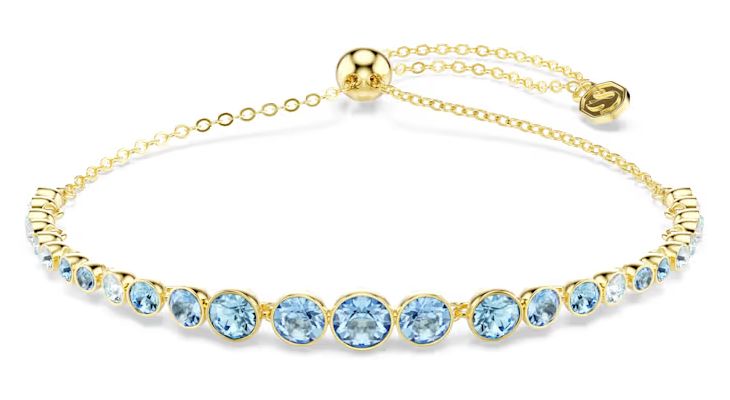 Swarovski 5757824 Imber bracelet, Round cut, Blue, 18K gold Jewellery