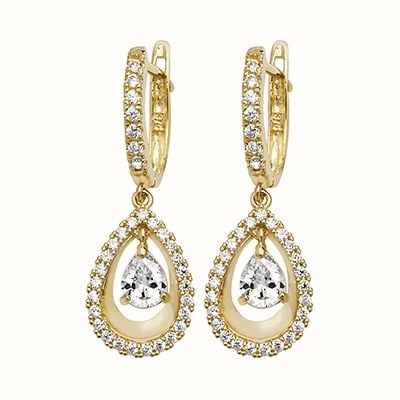 James Moore TH 9k Yellow Gold Cubic Zirconia Drop Earrings ER1101