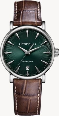Herbelin Inspiration Automatic (38mm) Green Guilloché Dial / Brown Leather Strap 2047AP16MA