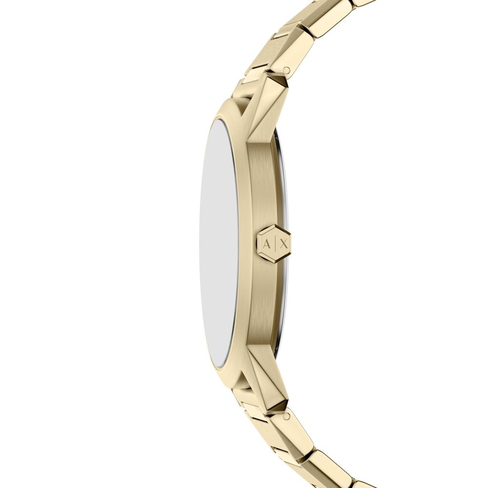 Armani Exchange Three-Hand Quartz (42mm) Black Sunray Dial / Gold PVD Stainless Steel Bracelet AX2650 - alternate view 3