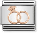 Nomination Classic Wedding Rings 9ct Rose Gold & Steel Charm 430104/13