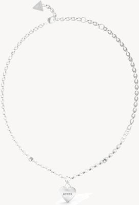Guess Rhodium Plated 16-18" Fine Chain Heart Pendant Necklace UBN02230RH