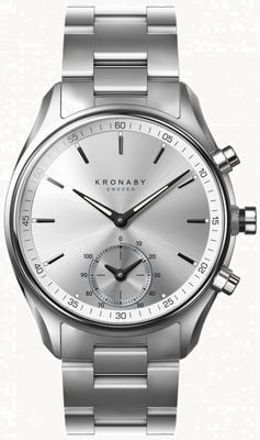 Kronaby SEKEL Hybrid Smartwatch (43mm) Silver Dial / 3-Link Stainless Steel Bracelet S0715/1