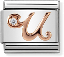 Nomination Classic Letter U 9ct Rose Gold & Steel Charm 430310/21