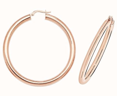 James Moore TH 9k Rose Gold Hoop Earrings 40 mm ER1004R-40