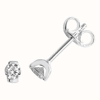 James Moore TH Silver Round Cubic Zirconia Stud Earrings G51024