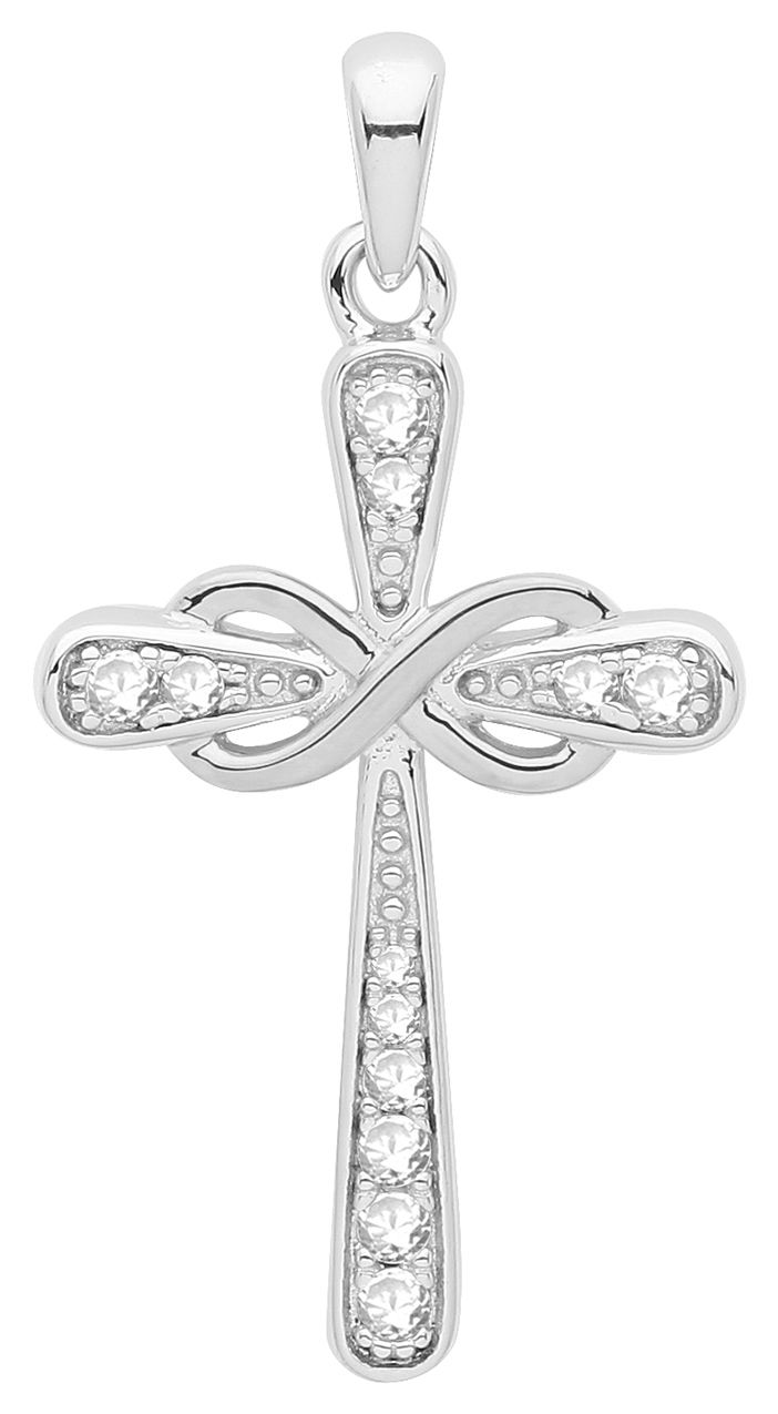 James Moore TH G61113 Silver Rhodium Plated Cross Pendant Jewellery
