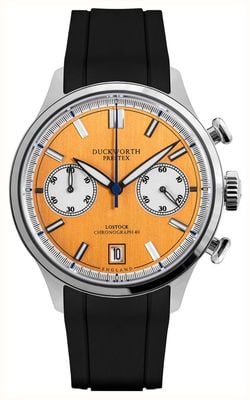 Duckworth Prestex Lostock Quartz Chronograph (40mm) Orange Sport Dial / Black Rubber Strap D547-05 AR