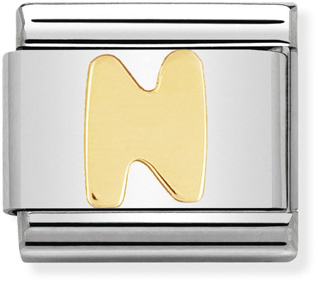 Nomination Classic Letter N 18ct Gold & Steel Charm 030101/14