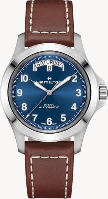 Hamilton Khaki Field King Day-Date Auto (40mm) Blue Sunray Dial / Brown Leather Strap H64475540