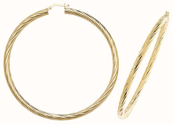 James Moore TH 9ct Yellow Gold 60mm Hoop Earrings ER1059-60