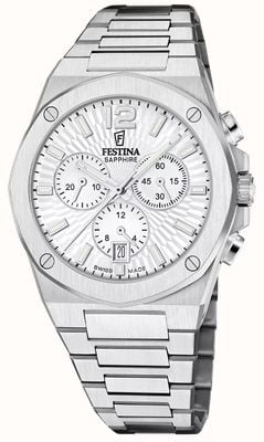 Festina Swiss Made Vallée Quartz Chronograph (42mm) Silver Dial / Stainless Steel Bracelet F22002/1