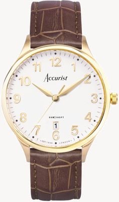 Accurist Men's Classic (37mm) White Dial / Brown Leather Strap 73001