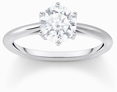 Thomas Sabo Round-Cut Solitaire White Zirconia Ring Sterling Silver Size 54 TR2474-051-14-54