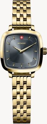 Wenger Vintage Classic Quartz (27mm) Grey Sunburst Dial / Gold PVD Stainless Steel Bracelet 01.1911.106