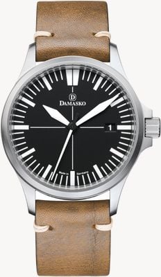 Damasko DK32 Three-Hand Manufacture Automatic (39mm) Black Dial / Leather Strap Vintage "BIO" Watch DK32 BEIGE LEATHER STRAP