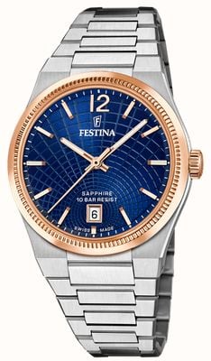 Festina Swiss Made Rivé Quartz (35mm) Blue Dial / Stainless Steel Bracelet F20066/3