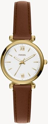 Fossil Carlie Three-Hand Quartz (28mm) White Dial / Brown Leather Strap ES5464