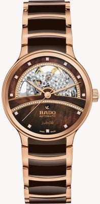 RADO Women's Centrix Open Heart Automatic (35mm) Brown Mother-of-Pearl Dial / Brown Ceramic Bracelet R30029942