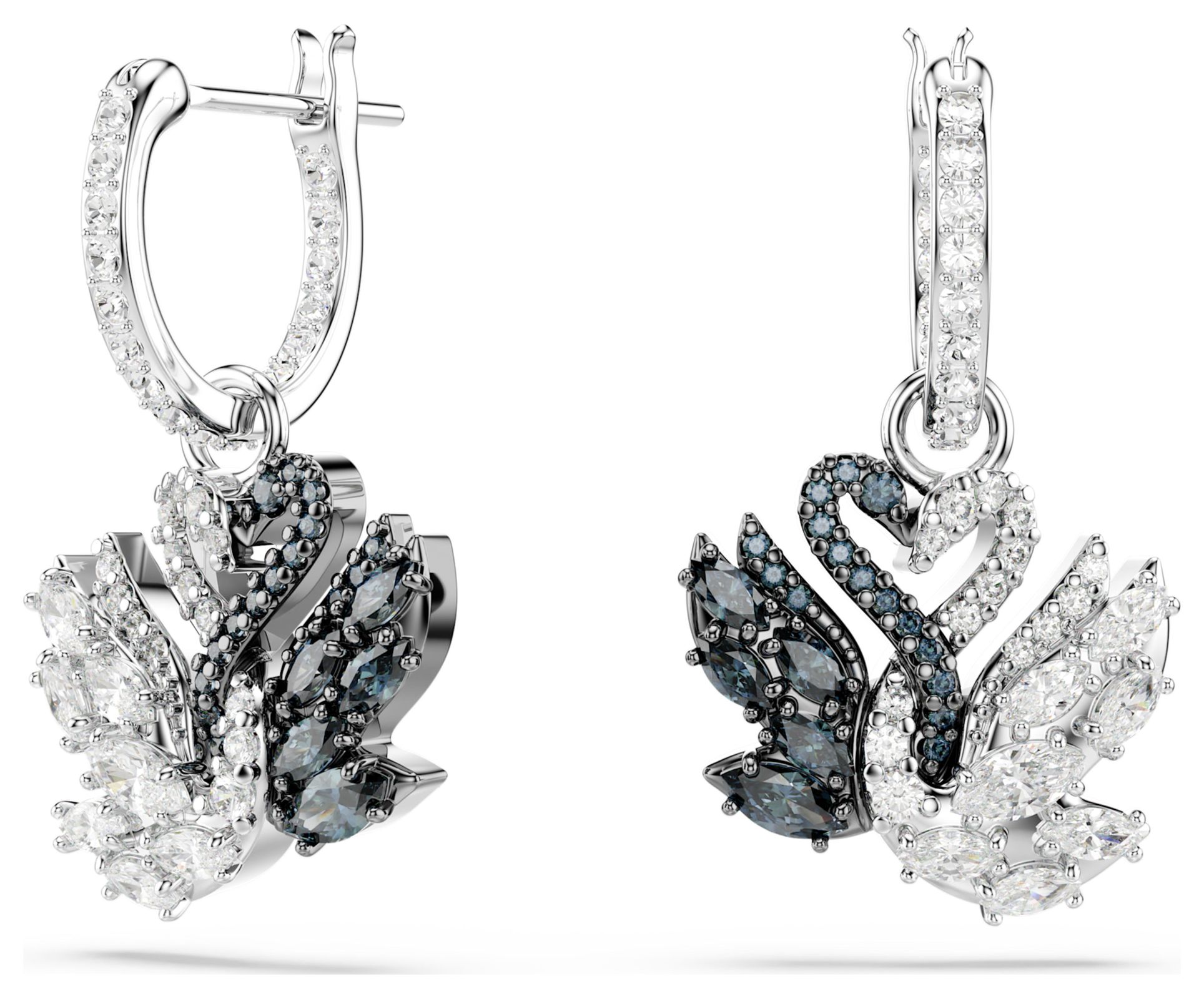 Swarovski 5705728 Swan Drop Earrings Black Mixed Metal Jewellery