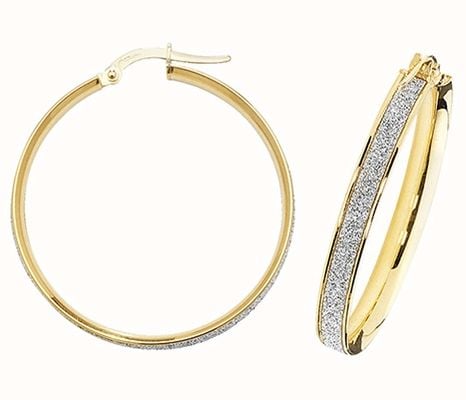 James Moore TH 9k Yellow Gold Hoop Earrings 30 mm ER1023-30