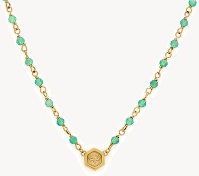 Olivia Burton Trend Edition Minima Bee Green and Gold Plated Beaded Charm Necklace 24100172