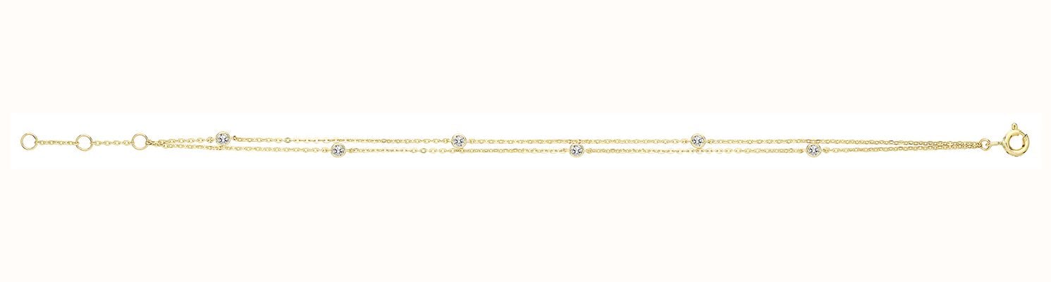 James Moore TH Women's 9ct Yellow Gold Cubic Zirconia Bracelet BR639